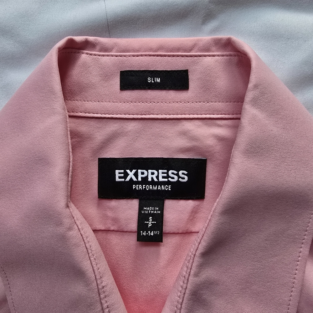 Express Performance Pink Slim Fit Button Down Shi… - image 2